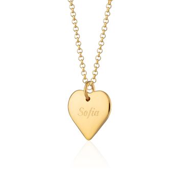 Engraved Gold Plated Heart Necklace (Medium)