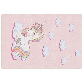Alfombra Niños Lavable Unicornio Rosa 160x230 Cm Vidaxl