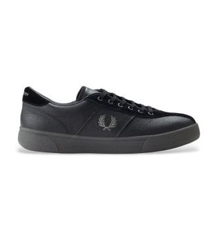 Fred Perry para hombre. B3418-102 Zapatillas de piel y ante Tennis negro (45), Plano, Cordones, Casual