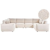sofa modular esquinero en forma de u de 8 plazas con cojines estilo moderno de boucle blanco crema mesnali
