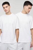 pack de 2 camisetas oversize basicas con cuello de caja blanco