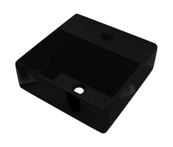 Lavabo - lavamanos de cerámica cuadrado con orificio de grifo/desagüe negro