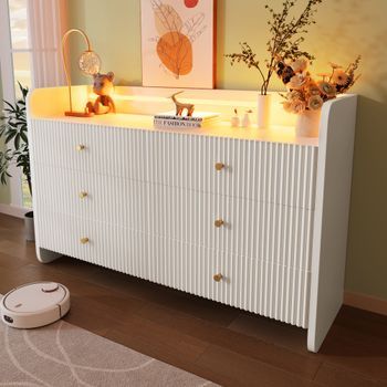 Aparador - Mueble Para Salón - Tablero De Partículas Y Metal - Blanco (120x40x75cm)