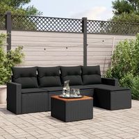 conjunto de sofas de jardin 6 uds  mueble jardin mesa y sillas y cojines ratan sintetico negro cfw614728