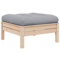 reposapies de jardin con cojin madera maciza de pino gris vidaxl