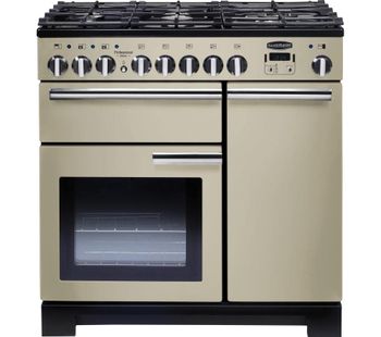RANGEMASTER Professional Deluxe 90 Dual Fuel Range Cooker - Cream & Chrome, Cream