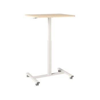 Escritorio De Altura Regulable Manual Para Ordenador Portátil Oficina Moderna 65 X 48 Cm Soporte De Acero Marrón Claro Con Blanco Academia