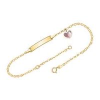 pulsera de oro 14 quilates grabable con colgante corazon