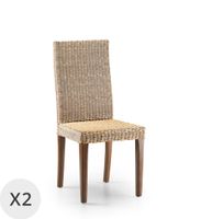 set de 2 sillas de ratan y madera marron