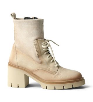 Hispanitas para mujer. HI254281 Botines de Piel Zurich Rock blanco crema (36), 5 a 8cm, Cordones, Cremallera, Casual