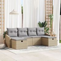 juego de sofa de jardin de 6 piezas con cojines beige ratan sintetico v5221 unico  gris