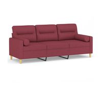 vidaxl sofa de 3 plazas con cojines tela rojo tinto 180 cm