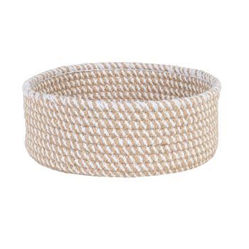 Panera de yute beige y blanco D 24 cm