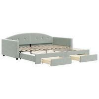 sofa cama  cama para adultos nido con cajones terciopelo gris claro 100x200 cm