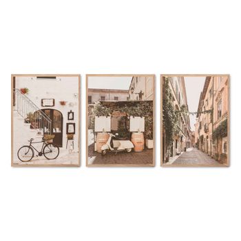 Set de 3 cuadros 163, marco premium chapado en roble, 30x40 cm