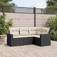 conjunto de sofas jardin 4 uds  mueble jardin mesa y sillas con cojines ratan sintetico negro cfw163182