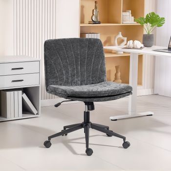 Silla De Oficina De Chenilla Espuma Acero Homcom 62x67x83-93 Cm Gris