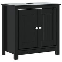 mueble de lavabo bano berg madera maciza pino negro 60x34x59cm vidaxl