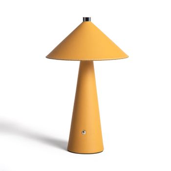 Ledkia Lámpara de Mesa LED Portátil Cuero y Metal con Batería USB Recargable Tyu Nhalma Amarillo