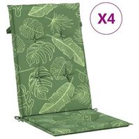 cojines de silla de respaldo alto 4 unidades tela estampado de hojas