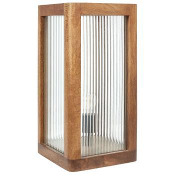 Lámpara De Mesa De Madera De Mango Clara 50 Cm A Mano Vidrio Industrial Kolidam
