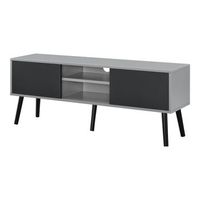 mesa de tele eskilstuna con 2 puertas 2 estantes aglomeradomadera 120 x 30 x 47 cm gris claronegro encasa