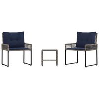 juego de muebles de exterior con cojin 3 piezas  mobiliario de jardin gris y marino