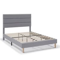 estructura de cama tapizada aroma de 30 cm 90x190 cm gris claro