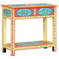 mesa consola pintada a mano madera maciza de mango 80x35x75 cm vidaxl