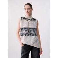 liu jo jersey chaleco jacquard con bordados joya para mujer