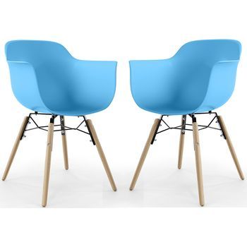 Silla De Comedor - Diseño Escandinavo - Patas De Madera - Pack De 2 - Nordika Azul