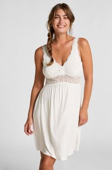 Hunkemöller Vestido lencero Nora Lace Blanco