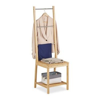Silla De Mayordomo De Caballero De Bambú Y Acero Inoxidable Natural 45 Cm