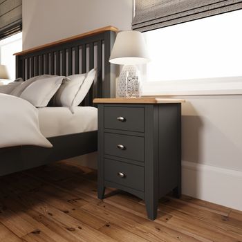 Arlia Oak and Grey 3 Drawer Bedside Cabinet