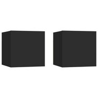 juego de 2 mesitas de noche de pared 305 x 30 x 30 cm madera contrachapada negra dec035455