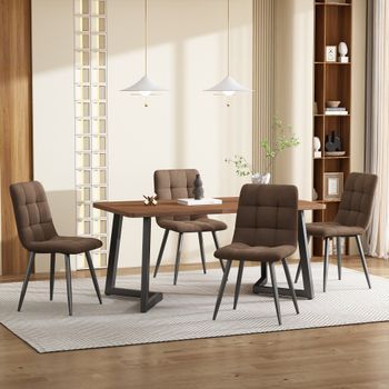 Conjunto De Comedor - Mueble De Comedor - Mdf Y Metal - Color Nogal Y Marrón (117x68x75cm)