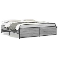 estructura cama madera ingenieria metal gris sonoma 180x200 cm vidaxl