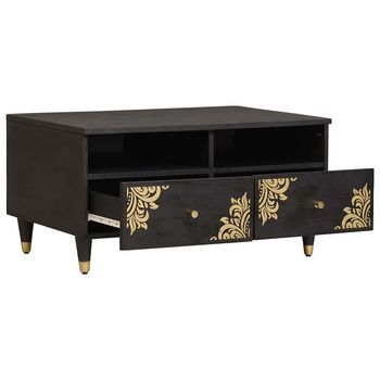 Mesa De Café - Mesa De Centro - Mesa Baja Negro 80 X 54 X 40 Cm Madera De Mango Maciza