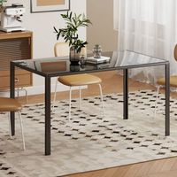 mesa de comedor de vidrio y metal homcom 140x80x75 cm - negro
