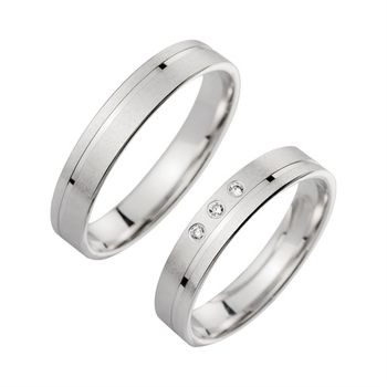 Alianzas oro blanco con diamantes ancho 4.0 mm