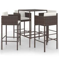set de bar de jardin 5 piezas  mueble de jardin con cojines ratan sintetico marron