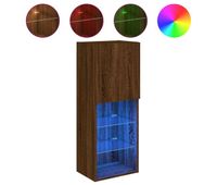 mueble tv - mesa de tv con luces led roble marron 405x30x102 cm