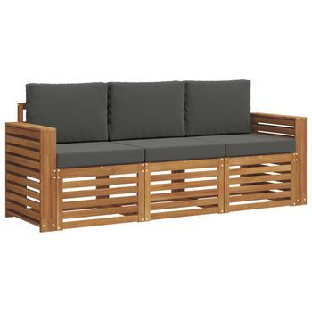 Juegos De Sofás Con Cojín 3 Piezas | Mueble De Jardín Natural Y Antracita