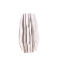 jarron ceramica blanca 3d alveolado 30cm
