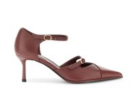 salones abiertos de piel napa con doble hebilla bordeaux 35