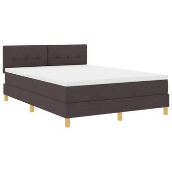 Cama Box Spring Led Marrón Oscuro 160 X 200 Cm Tela Vidaxl