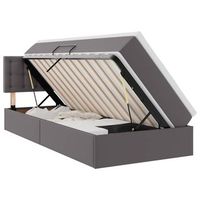 cama con almacenamiento y colchon con cabecera gris 90 x 190 cm vidaxl