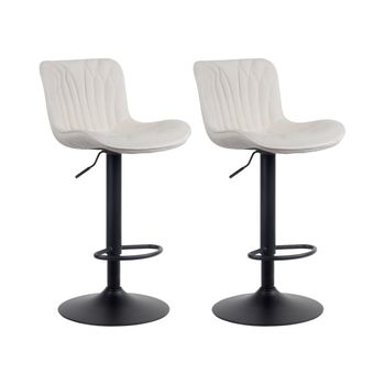 Set de 2 Taburetes de bar regulable en Terciopelo Crema