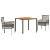 conjunto de comedor de jardin 3 piezas  mueble de jardin gris ratan sintetico