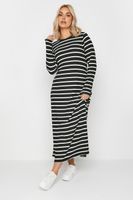 yours vestido largo negro de rayas blancas mujer curvy y tallas grandes yours
